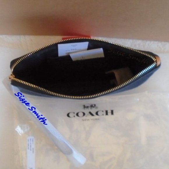 NWT Large Denim Corner Zip Wristlet with Coach Print - Picture 3 of 8